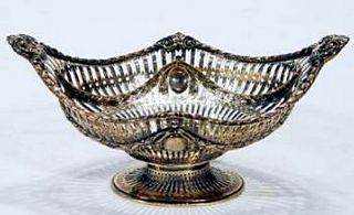 Victorian pierced silver oval basket